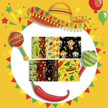 10TK Mehhiko Fiesta Trükitud Puuvillane Quilting Kangast DIY Käsitöö Trükitud Puuvillane Riie Karneval Puuvillase Lapiga Square Riie