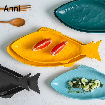 Loovus Kala Dekoratiivne Keraamiline Plaat Jaapani Lihtsus Värvi Glasuur Fishs Nõud Restoran Pakub Plaat, Köögi-Ja Lauanõud