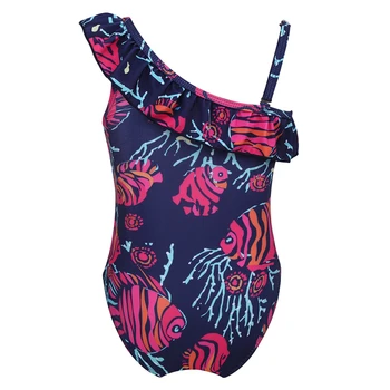 Väikelapse&Imiku Tüdrukute Lilleline Kleit Reguleeritav Ruffled Üks-Õlg Trükitud Beebi Ujumistrikoo Lapsed Lapsed Ujumispüksid Ujumistrikoo