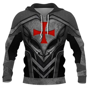 Knights Templar Mood Hupparit Meeste 3D Kogu Trükitud Kevad/Sügis Vabaaja Unisex Kapuutsiga Pullover Harajuku Streetwear