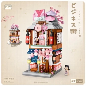 Uus Mini Tellised Vaade Linnale Stseeni Matcha Shop Hot Spring Kauplus Kimono Kauplus Ramen Söökla ehitusplokid Jõulud Mänguasi Lastele