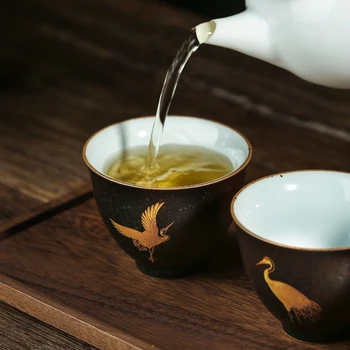 Keraamilised Teacup Sõidab Kraana portselantass Hiina Kung Fu Cup Drinkware 50mlStoneware Raud Klaasitud Kung Fu Tee Tassi