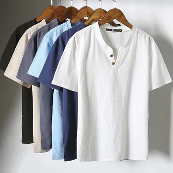 2021 suvel Jaapani voodipesu lühikeste varrukatega fashion t-särk meestele, pluss suurus, puuvill ja linane pool varrukatega õhuke casual T-särk