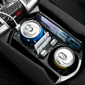Aastateks 2016-2020 Honda Civic süsinikkiust Interjööri Konsooli Ladustamise Kasti Sisekujundus Koos USB Center Console hoiukarpi Auto Tarvikud