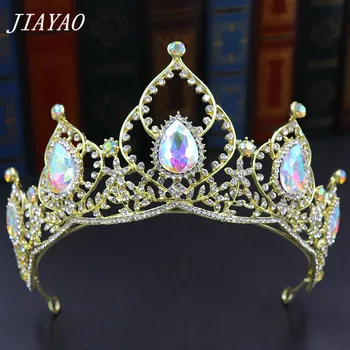 Pulm Tiaras Pruudid Juuksed Tarvikud Värvikas Crystal Crown Barokk Morsiamen Tiaras Peapael Kuninganna Diadem Raw-Crystal Crown