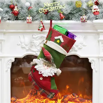 Jõulud Xmas Tree Rippus Pool Puu Decor Santa Parempidises Sokk Kingitus Candy Kotid Puu Ornament Kaunistused Xmas Sokid