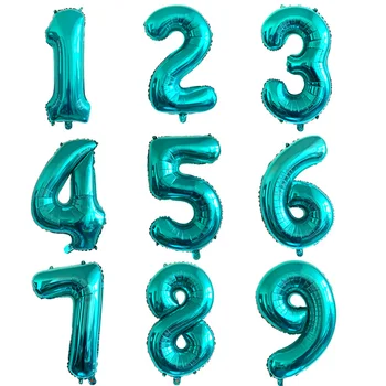 32inch Türkiis Foolium number õhupallid 0-9 Digitaalse õhu Globos õnnelik sünnipäeva teenetemärkide lapsed candy blue suur Heeliumi pallid