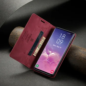 Magnet Klapp Juhtudel Samsung Galaxy S10 PLUSS Rahakott Stiilis ID & Credit Card Slots Omaniku puhul S10 Pluss Nahast Kaaned