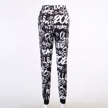 Naiste Püksid Kiri Prindi Harajuku Gooti Püksid Naistele Graffiti Streetwear Kõrge Vöökoht Fitness Püksid Naise Riided