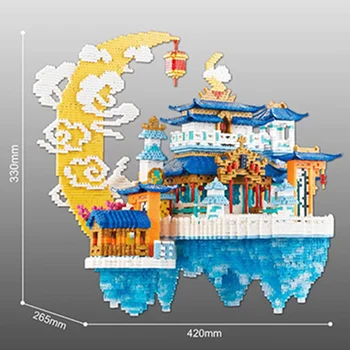 8008PCS Guanghan Palace ehitusplokid täiskasvanud kõrge-raske suur vana kultuurihoonete Hiina stiilis Jõulud kingitus