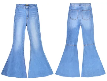 Sügis-Talv Vintage Blue Kõrge Vöökoht Põletatud Teksad Naiste Teksad Naiste Denim Teksad Ema Lai Jalg Pluss Suurus Püksid