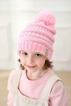 Uus Roosa Lapsed Kootud Müts Poisid Tüdrukud Beanies Kapoti Ühise Põllumajanduspoliitika Sügisel Soe Tutt Maandamiseks Mütsid Talve Mütsid