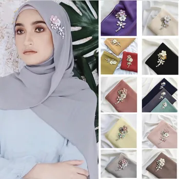 Uudne 2020 Moda Värviga Kerudung Moslemi Mood Rhinestone Sifonki Hijab Salli Naisi, Turban Peas Wrap türgi Sallid pikk