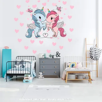 Uus armas armastus fantaasia cartoon ükssarvik seina kleebised laste tuba elutuba, magamistuba kaunistamine seina kleebised