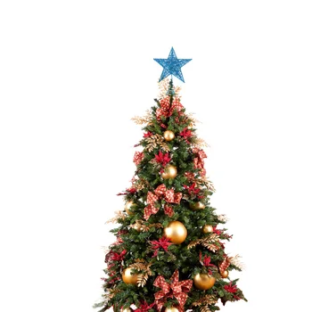 20cm Jõulupuu Raud Star Torukübar Glittering Christmas Tree Teenetemärgi Kaunistused (Sinine)