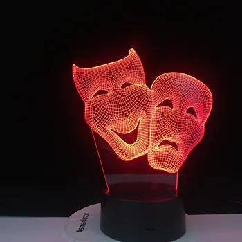 Komöödia Mask Magamistuba Teenetemärgi Värvikas Creative 3D Öö leebe puldiga Kingitus 3D Led Lamp Sõprade Kingituste Tilk Laevandus