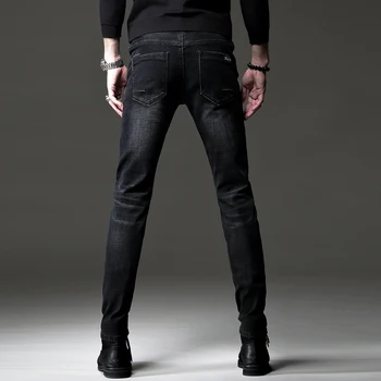 Tõmblukk Teksad Slim Fit Musta Värvi korea Meeste Teksad Moe Mehed Streetwear Regular Fit Vabaaja Pantalones Hombre Teksad BG50JS