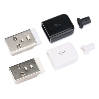 5TK DIY USB-Pistik 2.0 Pesa Tüüpi Mees 4-Pin Ühendamine Adapteri Pesa Joota Tüüp Must Plastik Kest Andmeside