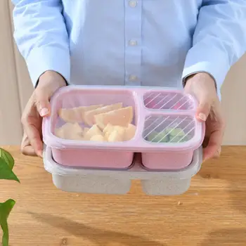 Söögi Riisikestade Lunch Box Nisu Lõhnav Õled Õpilane Ruut Võrku Ahju Mikrolaine Lõunasöögi Kast Kast Kaanega Bento N3T9
