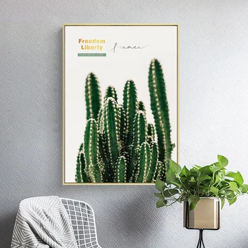 Plakati Kujundusest Vintage Teenetemärgi Tarvikud Maalimislõuend Esteetiline Living Art Roheline Taim Lõuendile Maali Rohelised Lehed, Kaktus