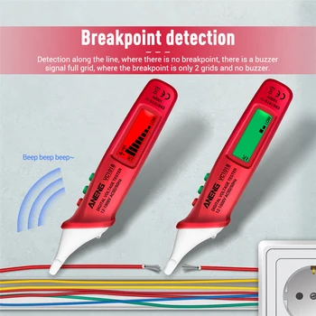 ANENG 12V-1000V Digitaalne Voltmeeter AC Pinge Detektor Mitte Ühendust võtta Tester Pen LCD Ekraan Äratus Pinge Meeter Taskulamp