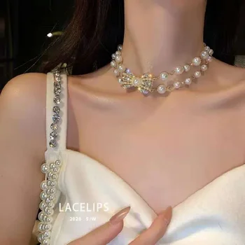 Miwens Luksus Liblikas Ripats Kaelakeed Naistele Võlu Imiteerisid Pearl Vintage Hõbe Ketid Kaelakee Tüdruk Pärl Ehted Chokers