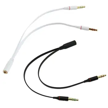Audio Adapter Kaabel: 3,5 mm AUX-Splitter 2 Jack Meeste ja 1 Naiste Kõrvaklappide Mic Kootud net Kõrge Kvaliteediga Tarvikud