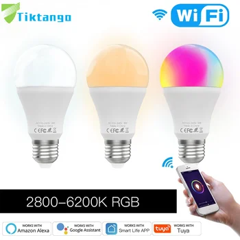 Tiktango WiFi Smart LED Juhitava Lamp 9W RGB C+W ,Smart Elu Tuya App Kaugjuhtimispuldi Tööd Alexa Echo Google ' i Kodu E27