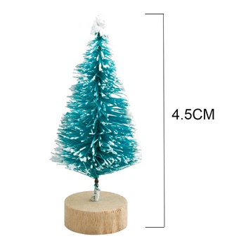 24tk Mini Sinine Cedar Puud Komplekt Sisal Lumi Härmatis Puude Puidu Baasi Pudel Pintsliga Puud Plastikust Talvel Lumi Kaunistus