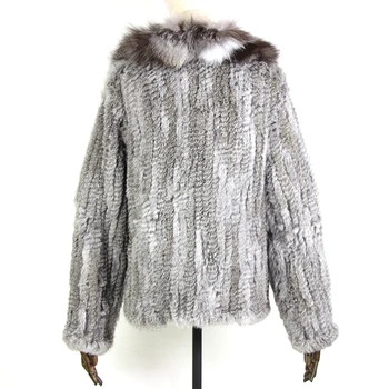 Harppihop Silmkoelised reaalne küülikute kasukas overcoat jakk koos rebane karusnaha krae vene naiste talve paks soe ehtne kasukas