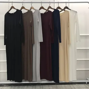 Elegantne Dubai Moslemi sees puhas värv Abaya Araabia türgi Singapur Jilbab Pikk Kleit Moslemid Naiste Kleidid, Islami kleit