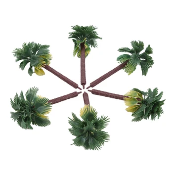 6tk Paigutus Vihmametsade Plastikust Palm Tree Diorama Maastik Mudel Kunstlik Palm Tree Lehed Lehed