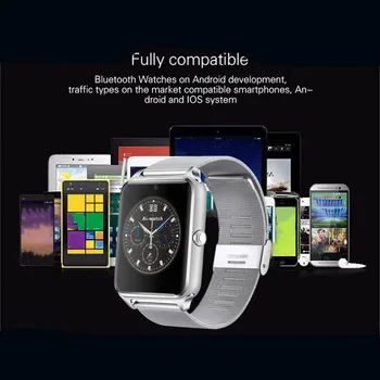 Höhere Qualität Z60 Smart Watch Metallband Bluetooth Handgelenk Smart Watch Tugi-Karte