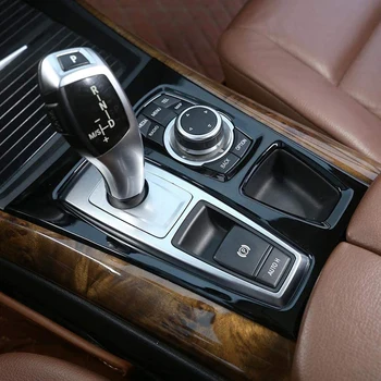 Läikiv Must ABS Plast Auto Keskne Kontroll käiguvahetuse Paneeli Katta Sisekujundus jaoks -BMW X5 E70 2008-13 Mudelid