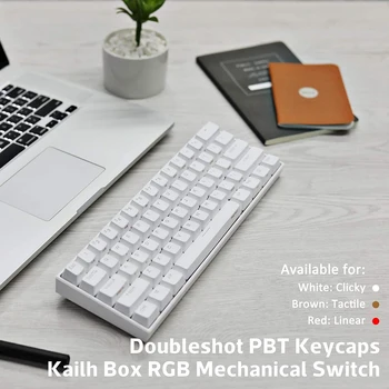 ANNE PRO 2 61 Võtmed PBT Keycaps 60% Traadiga / Traadita RGB Taustavalgustusega Programmeeritav Mehaaniline Klaviatuur - Valge (Gateron Pruun Lüliti)