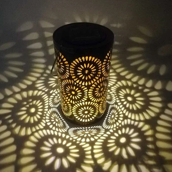 Retro LED Aia Kaunistamiseks Päikese Laterna Lamp Õõnes Sepistatud Rauast Projektsioon Aed Art Kerge Väljas Decor Hoovis Terrass