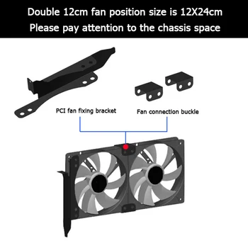 PCI Slot Dual Fan Rack Mount Bracket 90mm 120mm Töölaua Graafika Kaart