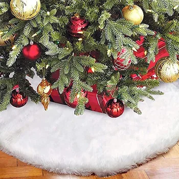 2021 Jõulupuu Decor Palus Faux Karusnaha Xmas Tree Vaip Merry Christmas Tree Kaunistused Ornament, Valge Jõulupuu Seelik
