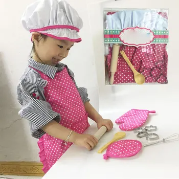 Põll Väikesed Tüdrukud Lapsed, Keetmine, Küpsetamine, Koka Komplekt Müts Mitt & Nõude puhul Mudilane Kleit Üles Peakokk Kostüüm Tüdruk Rolli Mängib Mänguasjad