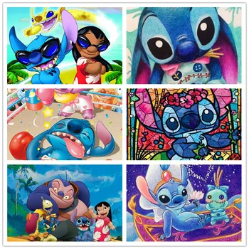 5d Diy Disney Stitch Ring Täis Teemant Maali Cartoon Multi-pildi Kaunima Kodu Kaunistamiseks Wall Art