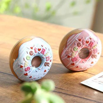 2020 Ultra-realistlik Donut Tin Box Ehted Kommid kinkekarbis Väike tühi-tähi kirjaalused Purki Mündi Kõrvarõngad Kõrvaklapid kinkekarbis