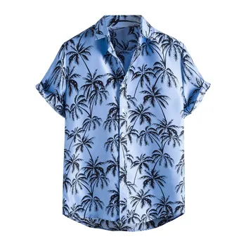Meeste Särk primavera Vabaaja Slim Trükitud Lühike Varrukas Beach Särgid Top Pluus Mens Havai Fashion Streetwear riided uued