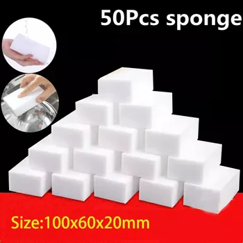 50tk Melamiin Sponge Maagiline Nano Sponge Kustutaja Valge Cleaner Multi-funktsionaalne Puhastus Vaht Plekk Mustuse Eemaldaja Roog Puhas