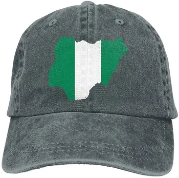 Täiskasvanud Nigeeria Lipp Kaart Reguleeritav Casual Cool Baseball Cap Retro Kauboi Müts Puuvillane Värvitud Korgid