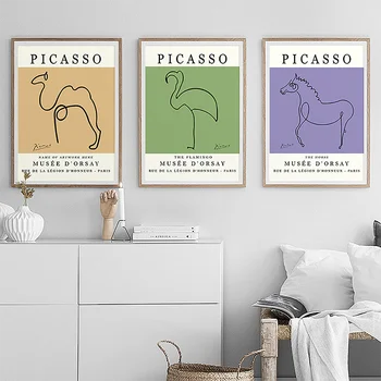 Vintage Picasso plakatid ja pildid abstraktse loomade lõuendile maali hobune ja lind seina art pilte elutuba Põhjamaade d