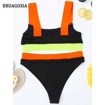 Kõrge Vöökoht Õmblemine Push Up Bikinis Ujumistrikood Naiste Ujumisriided 2021 Bikiinid Komplekti Naiste Trikoo Brasiilia Biquini Beachwear