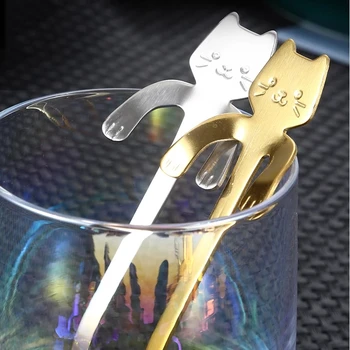 Armas Kass Kohvi Lusikas 11.8 cm, Roostevabast Terasest Tl Magustoit Suupiste Kühvel jäätist Mini Segamine Lusikad Kawaii Lauanõud