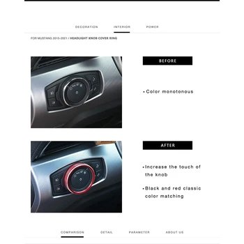 Alumiinium Esitulede Nupp & kliimaseade helitugevusnupp Kate Sisekujundus Ford Mustang-2021 Autode Lisavarustus, Punane