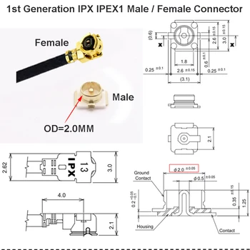 1100PCS IPEX KAABEL Isane Pistik IPEX1, et IPEX4 MHF4 u.fl-PROTOKOLLI Naine Jack Connector RF0.81 Koaksiaal Jumper, WIFI, 3G, 4G Extensio Kaabel