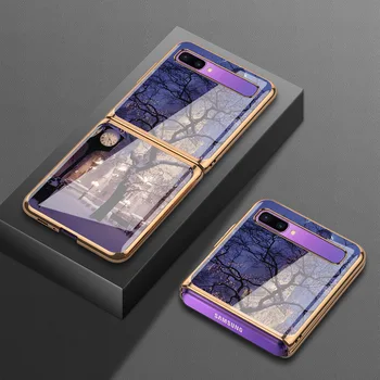Z Klapp Funda Case for Samsung Galaxy Z Klapp 5G Lumi Öösel Puu Muster Katmine Karastatud Klaasist Coque Telefoni Juhul Katta
